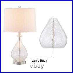 Maxax Glass Table Lamps Set of 2 Clear Cracked Glass Bedside Lamps with White