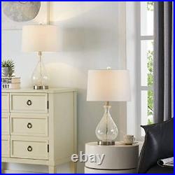 Maxax Glass Table Lamps Set of 2 Clear Cracked Glass Bedside Lamps with White