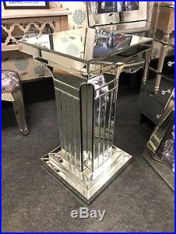Medium Column Mirrored Pedestal Side Lamp Table Plant Stand Pillar 76cm