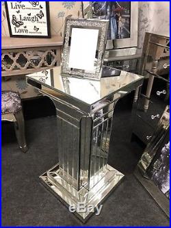 Medium Column Mirrored Pedestal Side Lamp Table Plant Stand Pillar 76cm