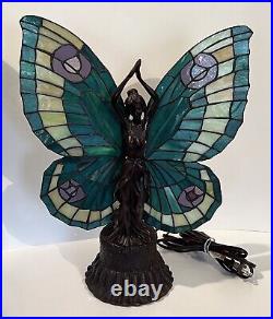 Meyda 48018 Tiffany Stained Glass & Bronze Two Light Specialty Accent Table Lamp