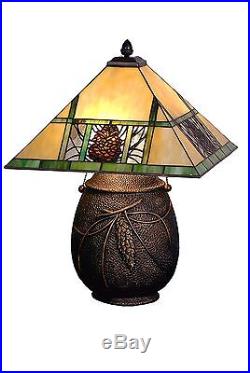 Meyda Tiffany 19.5 Inch H Pinecone Ridge Table Lamp Stain Glass