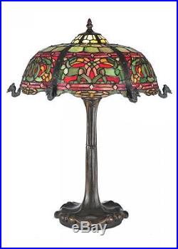Meyda Tiffany Viking Red & Green Stained Glass Night Stand End Table Desk Lamp