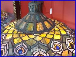 Meyda Tiffany stained leaded glass tiffany peacock feathers Ink well table lamp