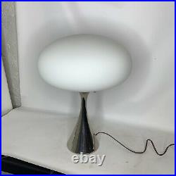 Mid Century Modern Brass with Mushroom White Glass Shade Lamp by Laurel Lamp Mfg