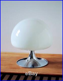 Mid Century Modern Italy Reggiani Mushroom Glass Tulip Chrome Base Table Lamp