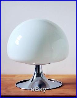 Mid Century Modern Italy Reggiani Mushroom Glass Tulip Chrome Base Table Lamp