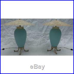 Mid Century Modern Karl Springer Murano Glass Table Lamps A Pair