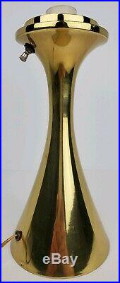 Mid Century Modern Laurel Bill Curry Brass Tone White Glass Atomic Mushroom Lamp