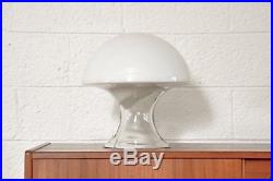 Mid Century Modern Table Lamp Gino Vistosi White Murano Glass Mushroom Vintage