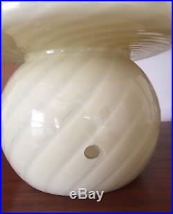 Mid Century Modern Vetri Murano White Swirl Glass One Piece Mushroom Table Lamp