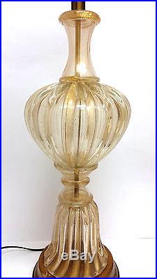 Mid Century Murano Barbini Ercole Barovier & Toso Large Swirl Gold Flecks Lamp