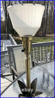 Mid Century Pair Chrome Table Lamps By Rembrandt Glass Globes 2 way switch 34