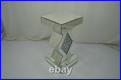 Mirrored Crushed Crystal Diamond Shape Pedestal Table End Table Lamp Venetian