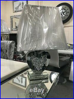 Mirrored Love Heart Table Lamp with diamante detail, silver lamp