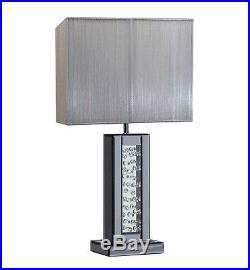 Mirrored Smoke Glass/Crystal Decor Table Lamp grey/black shade/bedroom/office