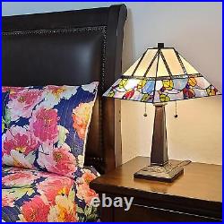 Mission Style Stained Glass Table Lamp Berries and Leaves Theme 22in Tall