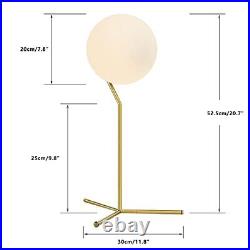 Modern 1-Light Glass Globe Table Lamp Contemporary Minimalist Tall Gold