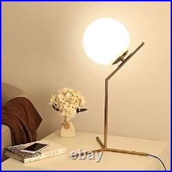 Modern 1-Light Glass Globe Table Lamp Contemporary Minimalist Tall Gold