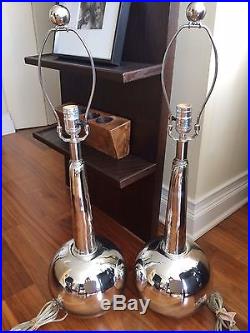 Modern 31 Silver Mercury Glass Table Lamp Bases Set/2 VF