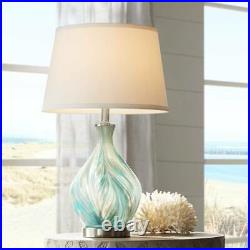 Modern Accent Table Lamp Blue Gray Art Glass Living Room Bedroom Bedside Office
