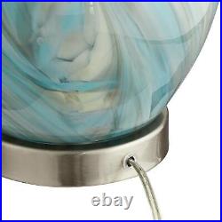 Modern Accent Table Lamp Blue Gray Art Glass Living Room Bedroom Bedside Office