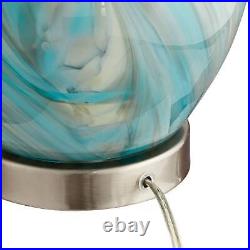 Modern Accent Table Lamp with Dimmer 22 High Blue Gray Art Glass for Bedroom