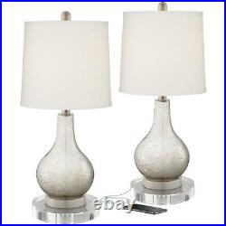 Modern Accent Table Lamps Set of 2 LED with Round Risers Glass for Living Room