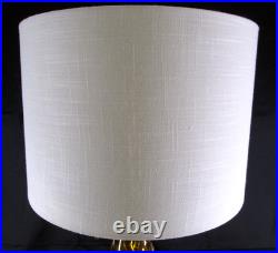 Modern Amber Glass Table Lamp? 14 Linen Drum Shade, Dual Bulb, Chain Pull, 30