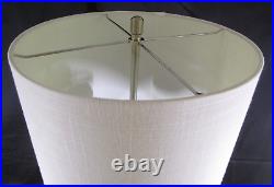 Modern Amber Glass Table Lamp? 14 Linen Drum Shade, Dual Bulb, Chain Pull, 30