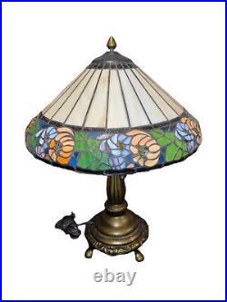 Modern Art Glass Leaded Stained-Glass Table Lamp Double Socket