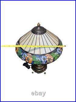 Modern Art Glass Leaded Stained-Glass Table Lamp Double Socket