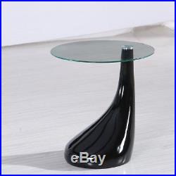 Modern Black Coffee Table Side /End Clear Glass Lamp Shape Living Room Furniture