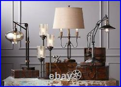 Modern Console Table Lamp Bronze 3-Light Seedy Glass Shade for Living Room Desk
