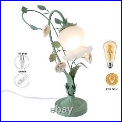 Modern Flower Glass Table Lamp with 5.12-inch Wide, Glass Lampshade, Pad Base 60W