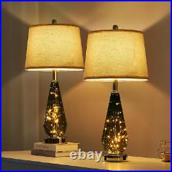 Modern Glass Table Lamp Set of 2, 27.5 Tall, Bedside Lamp with Super Fast