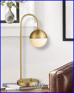Modern Gold Table Lamp with White Glass Globe, Gold Desk Light Bedside Lamp with