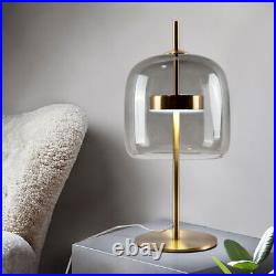 Modern Smoky Glass Table Lamp LED Desk Light Study Reading Bedroom Lighting