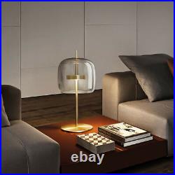 Modern Smoky Glass Table Lamp LED Desk Light Study Reading Bedroom Lighting