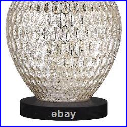 Modern Table Lamp 28 Tall with Round Black Marble Riser Mercury Glass Bedroom