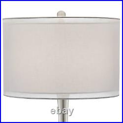 Modern Table Lamp 30 1/2 Tall Square Black Marble Riser Glass Chrome Bedroom