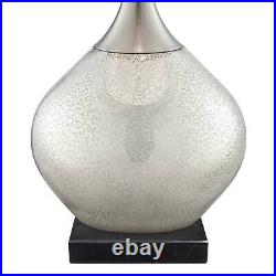Modern Table Lamp 30 1/2 Tall Square Black Marble Riser Glass Chrome Bedroom