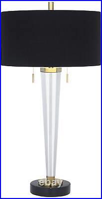 Modern Table Lamp 33 1/4 Tall Clear Crystal Glass Black Shade for Bedroom House