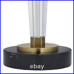 Modern Table Lamp 33 1/4 Tall Clear Crystal Glass Black Shade for Bedroom House