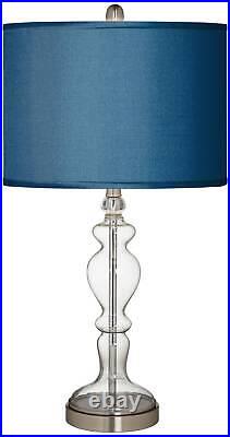 Modern Table Lamp Apothecary Clear Glass Blue Polyester for Living Room Bedroom