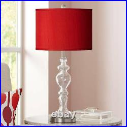 Modern Table Lamp Apothecary Clear Glass Red Drum Shade for Living Room Bedroom