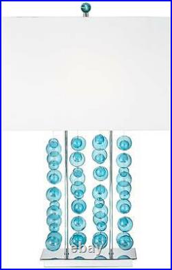 Modern Table Lamp Blue Bubble Cascade Glass Chrome for Living Room Bedroom