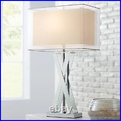 Modern Table Lamp Chrome Metal X-Shaped for Living Room Bedroom Bedside Office