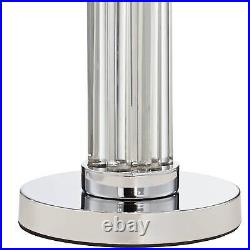 Modern Table Lamp Chrome Silver Glass Column White for Living Room Bedroom