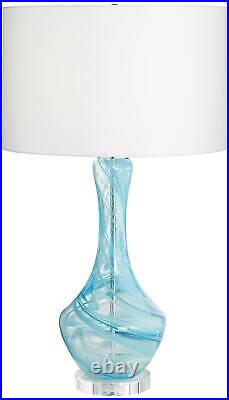 Modern Table Lamp Clear Blue Art Glass Gourd White Drum for Living Room Bedroom